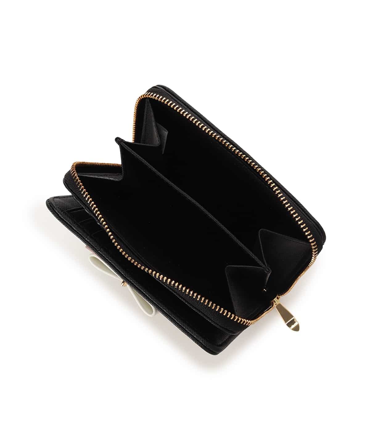 バイカラーリボン 折財布 ブラック 00