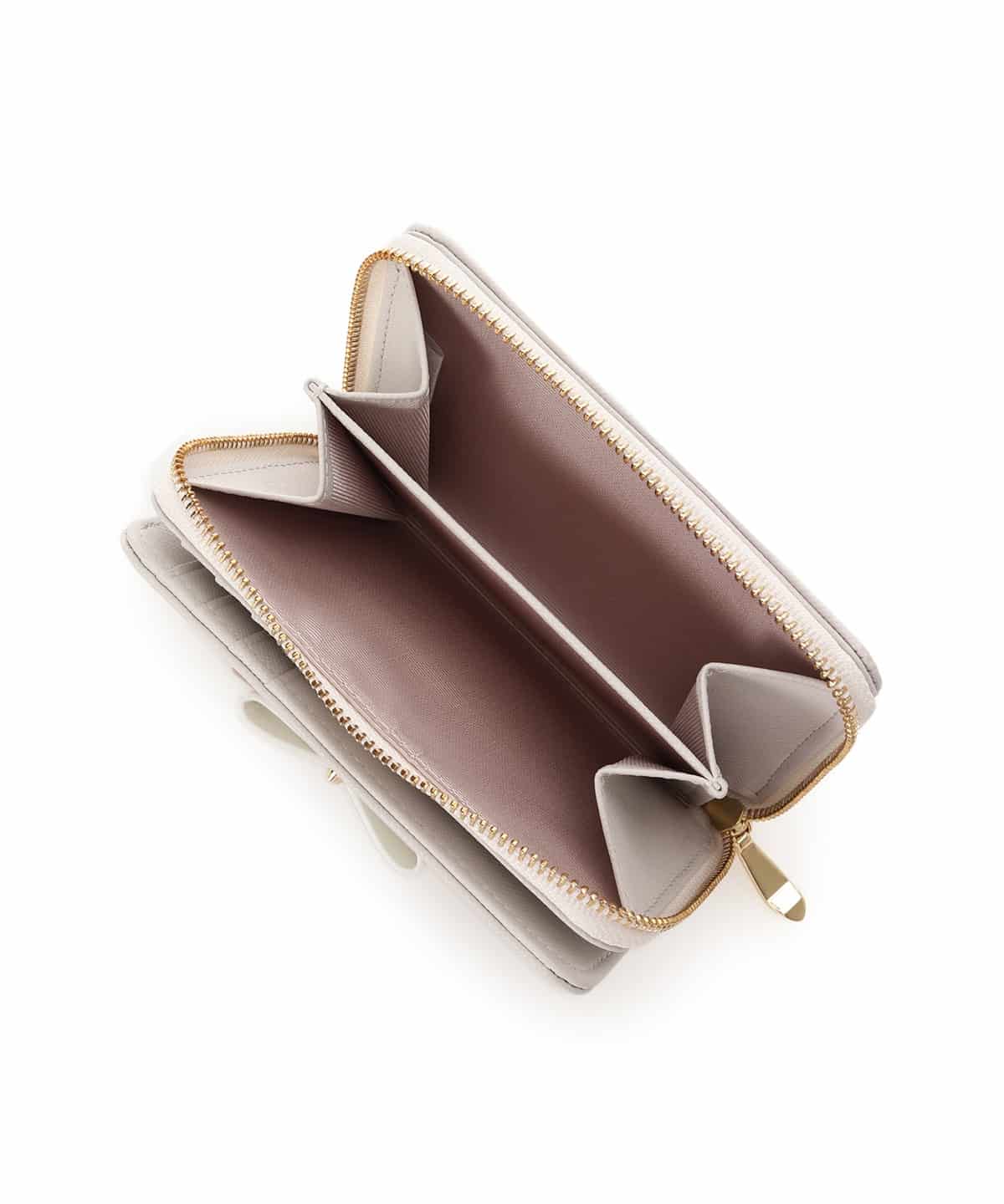 バイカラーリボン 折財布 ライトグレー 00