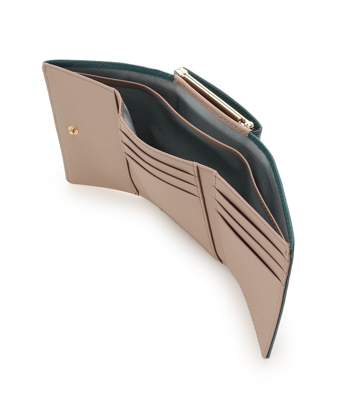 バイカラーフロントベルト 口金折財布 グリーン 00