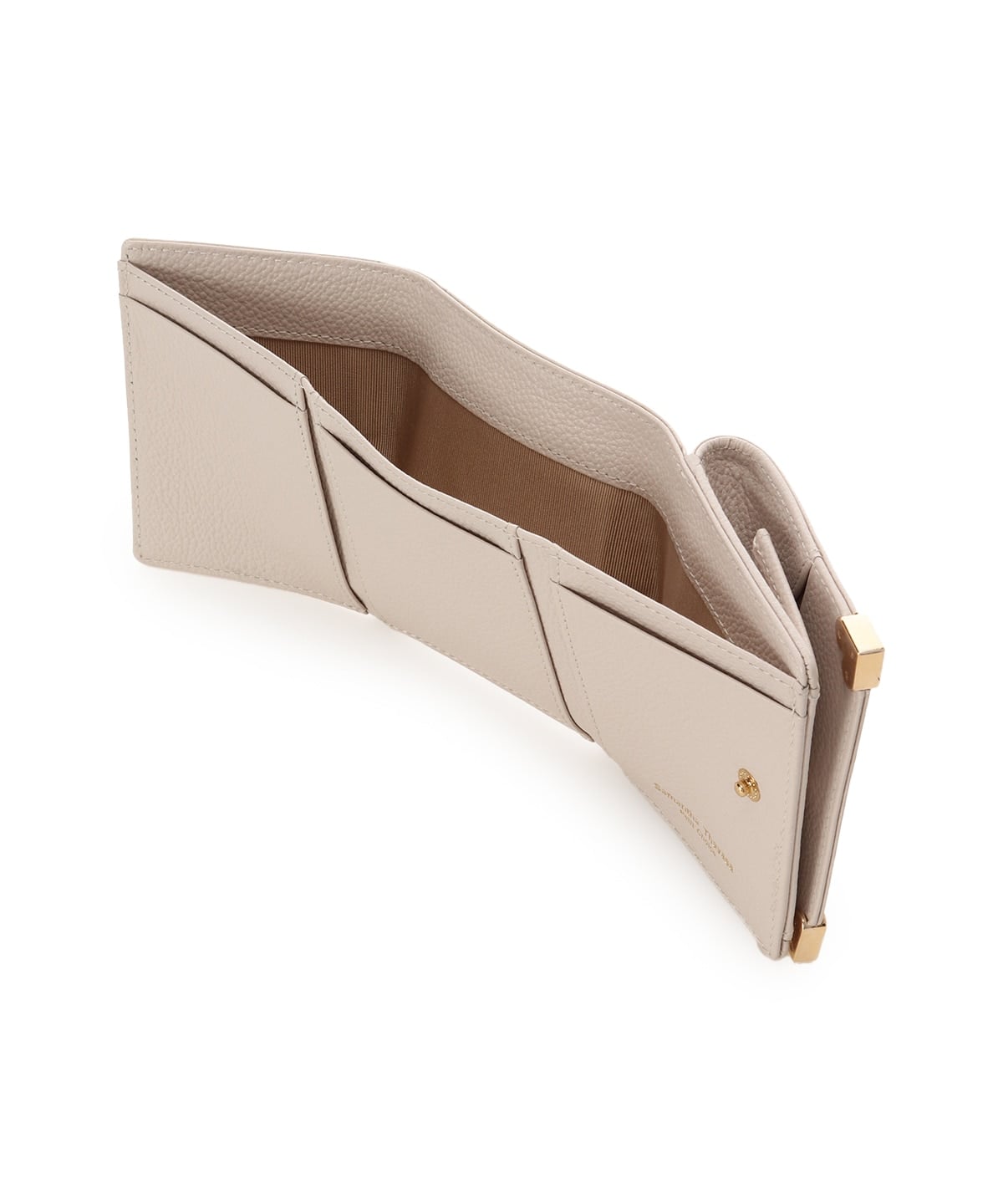 ハート金具 折財布 ベージュ 00