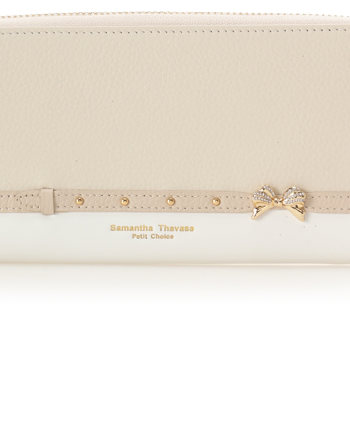 ビジューリボンバイカラー 長財布 ベージュ 00