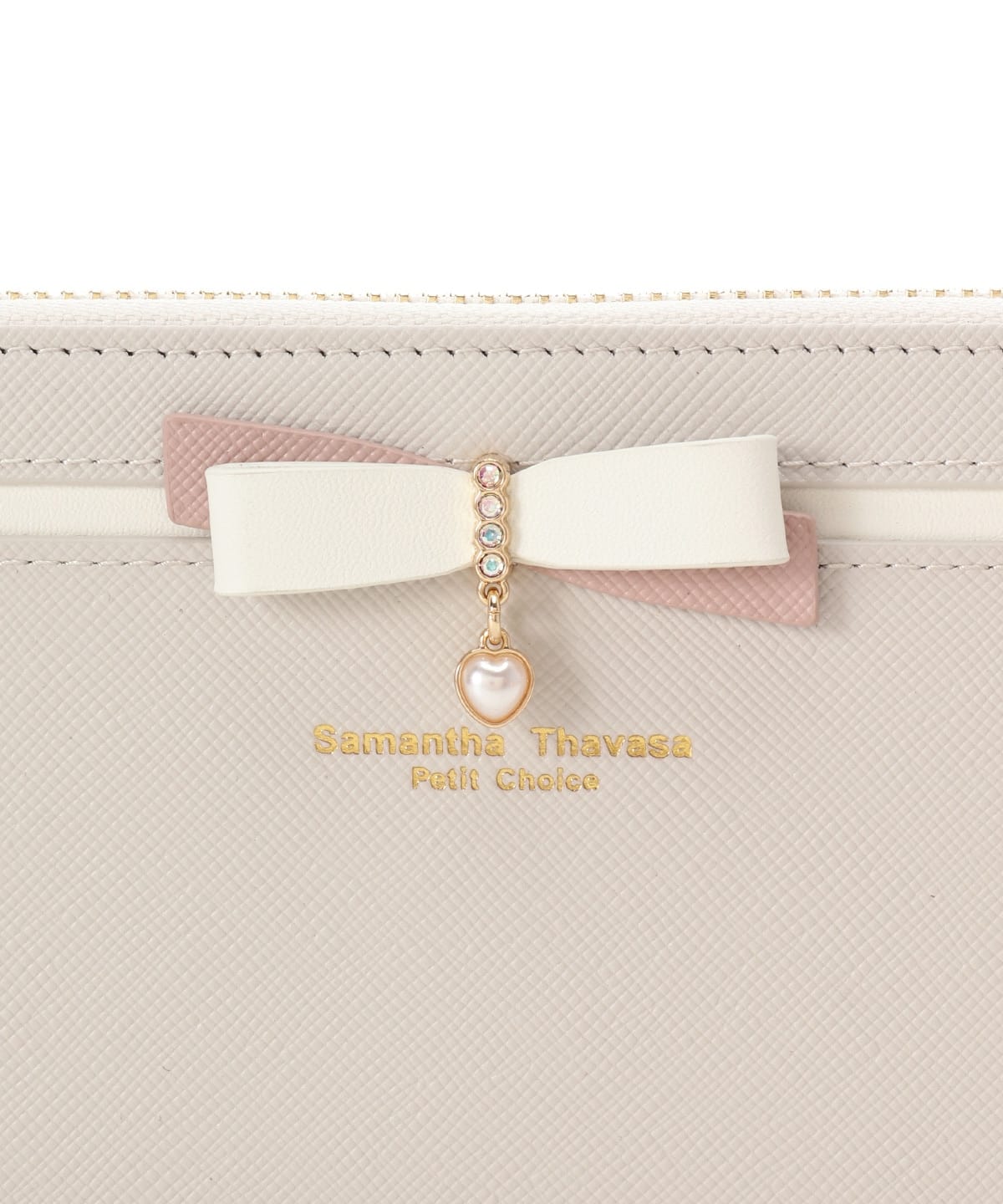 バイカラーリボン 長財布 ライトグレー 00