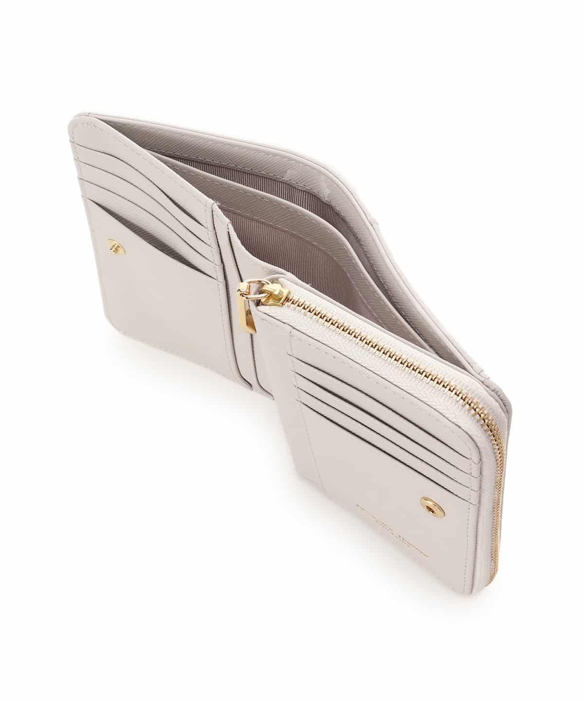 バイカラーリボン 折財布 ライトグレー 00