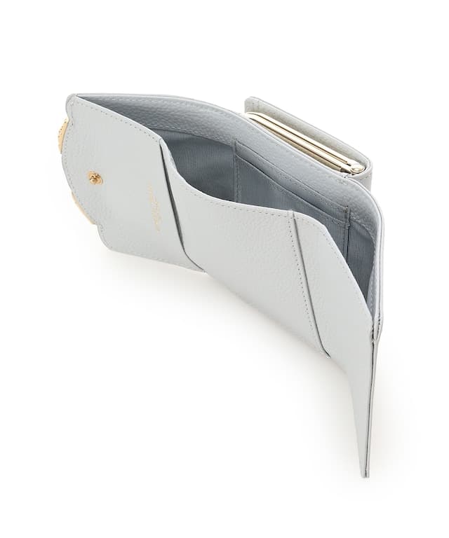 サイドフラワー 折財布 ライトブルー 00