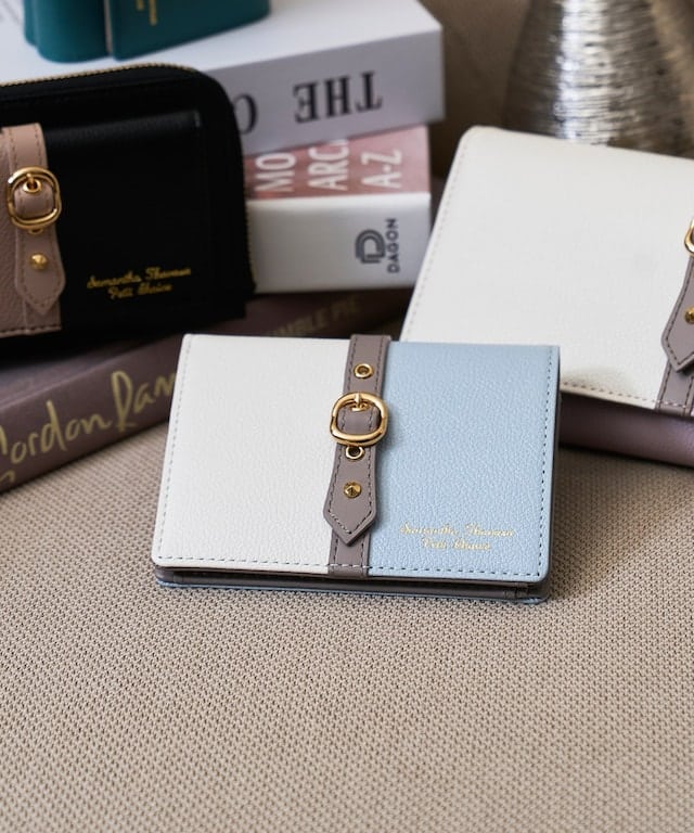 バイカラーフロントベルト 二つ折り財布 ダルブルー 00