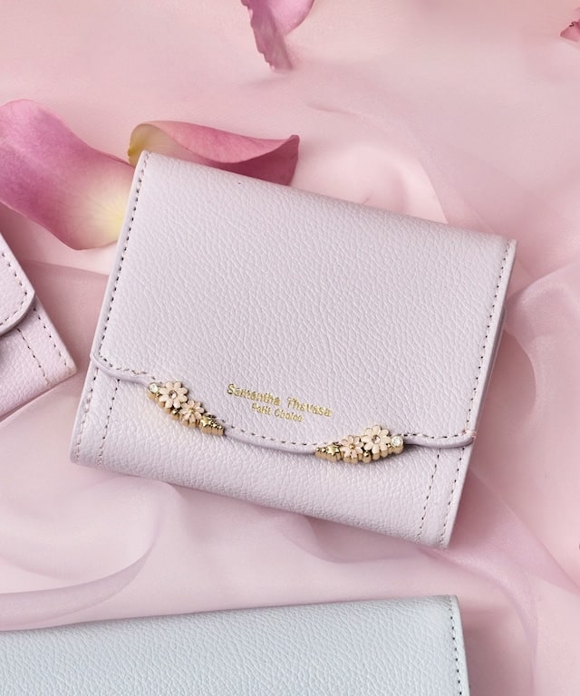 サイドフラワー 折財布 グレージュ 00