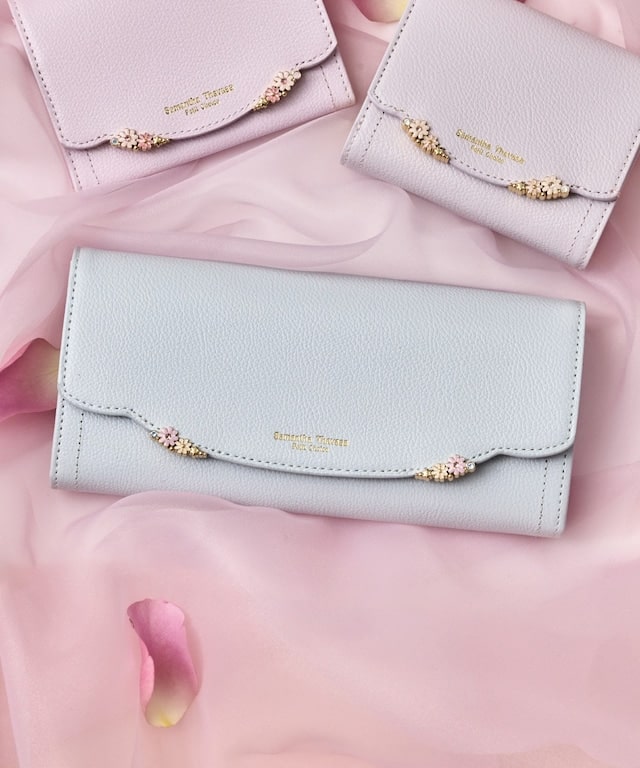サイドフラワー 長財布 ライトブルー 00
