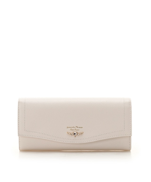  クリアハートビジュー 長財布 オフホワイト 00