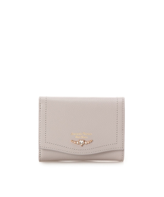 クリアハートビジュー 折財布 ベージュ 00