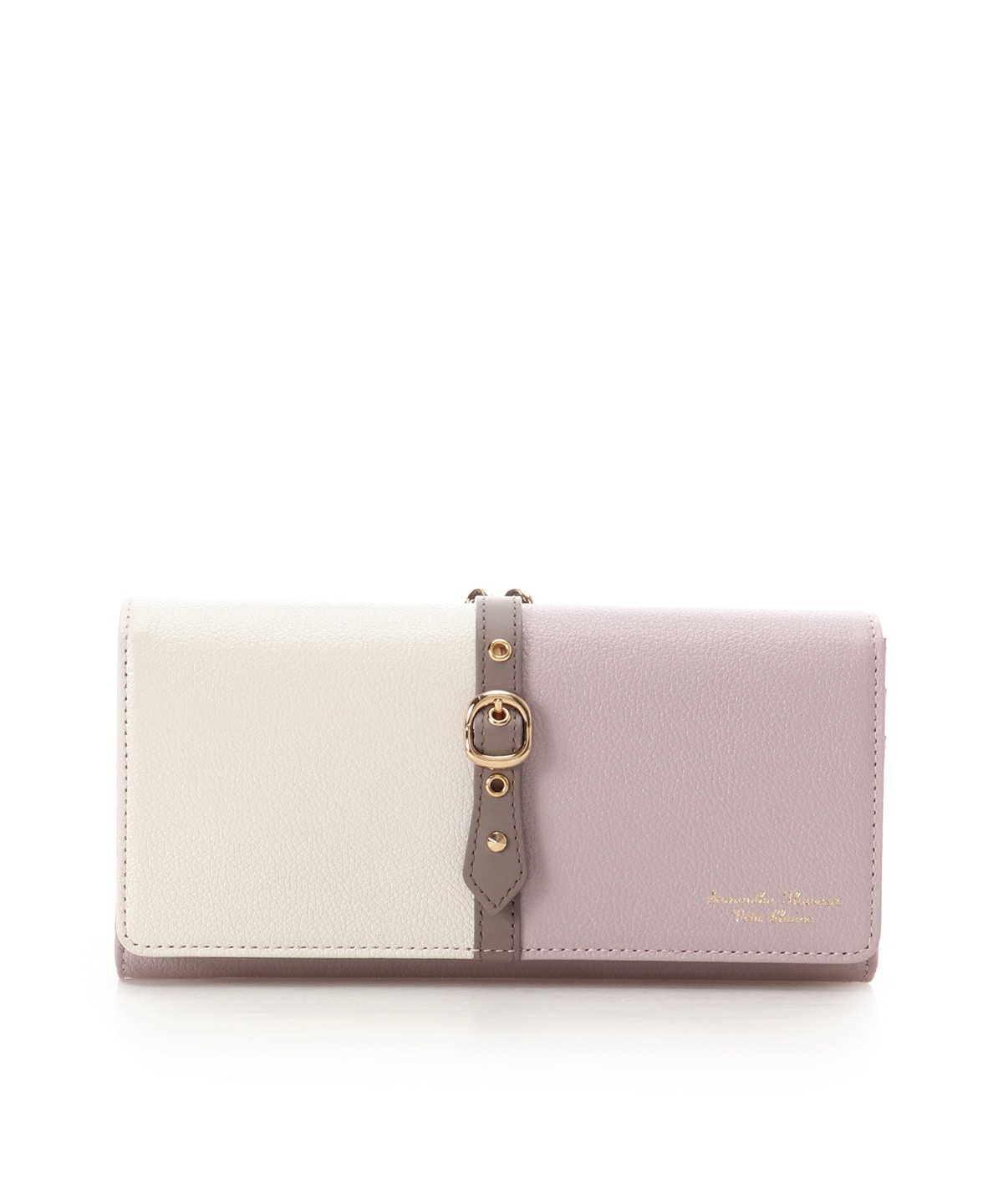 バイカラーフロントベルト 長財布 ピンク 00