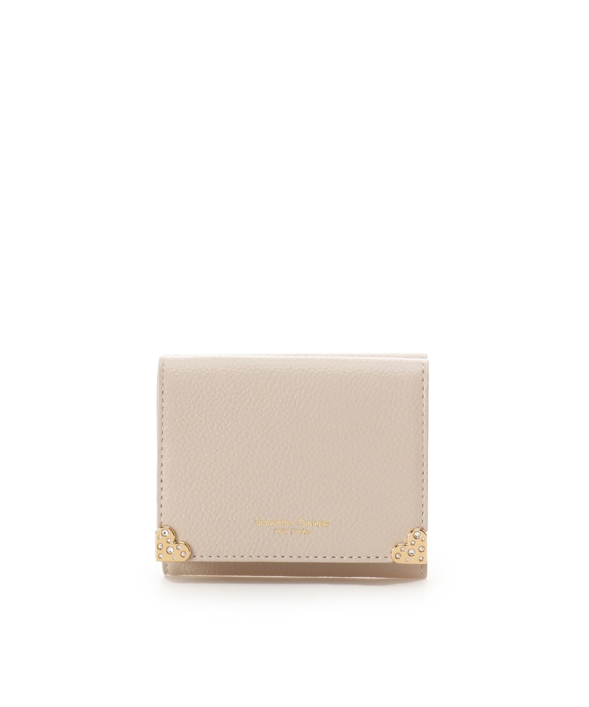 ハート金具 折財布 ベージュ 00