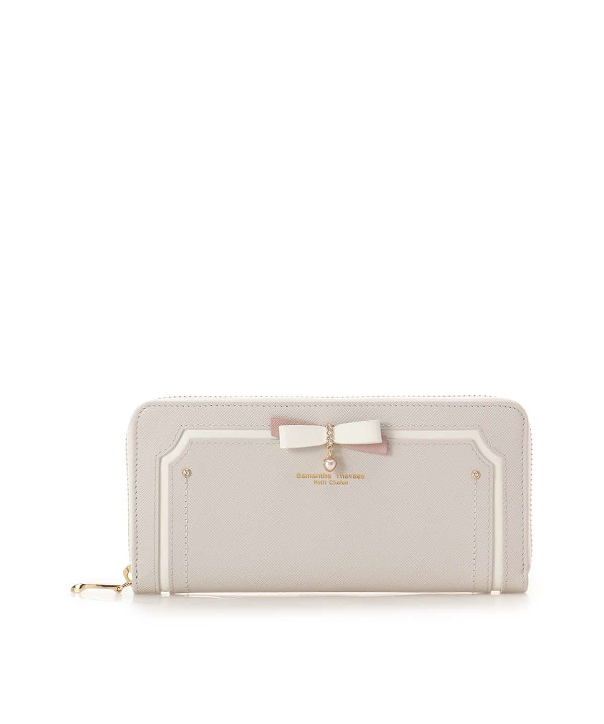 バイカラーリボン 長財布 ライトグレー 00