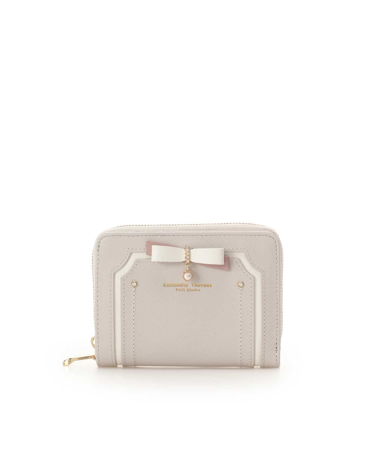 バイカラーリボン 折財布 ライトグレー 00