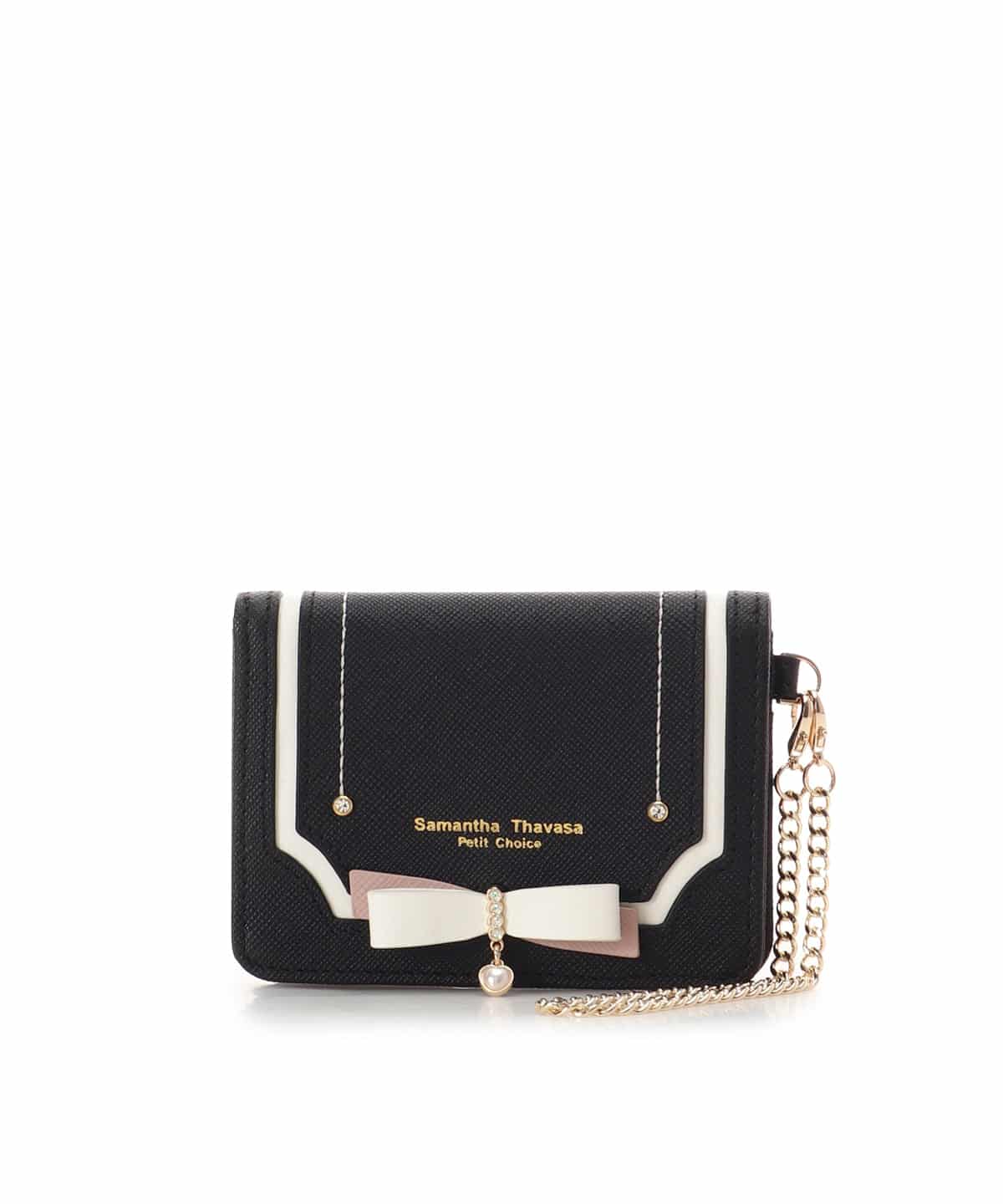 バイカラーリボン パスケース ブラック 00