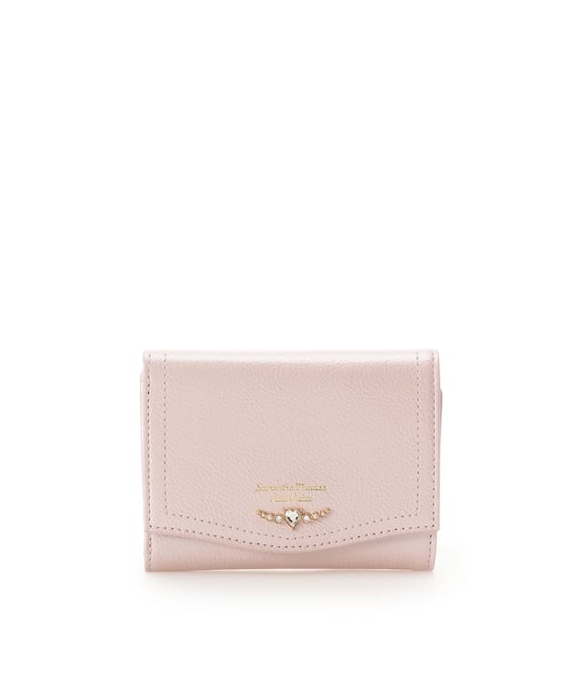 クリアハートビジュー 折財布 ピンク 00