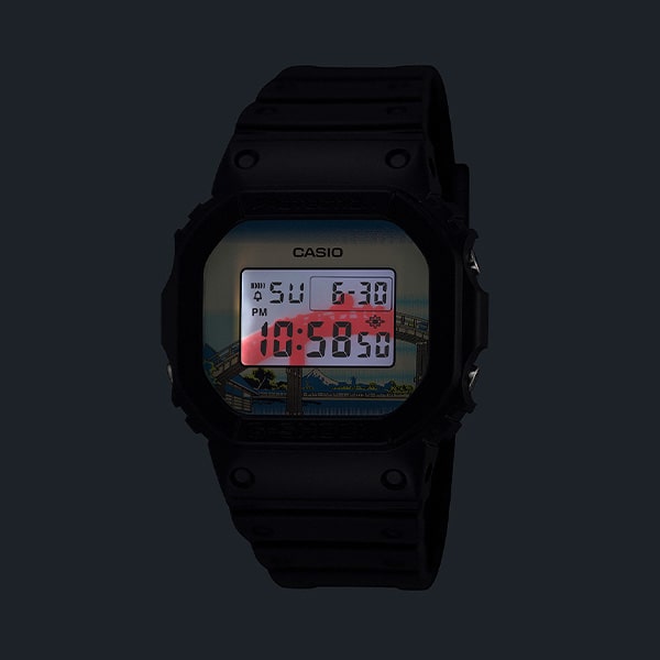 G-SHOCK 葛飾北斎 富嶽三十六景 「深川万年橋下」 DW-5600KHFM25-1JR クォーツ メンズ
