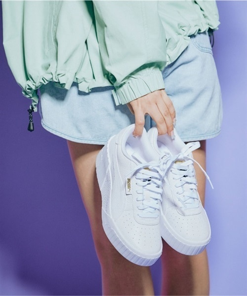PUMA プーマ カリウェッジ ウィメンズ CALI WEDGE WNS LX1 373438 01  レディーススニーカー【送料無料　北海道/沖縄/離島を除く】 Puma white-Puma white 24.5ｃｍ