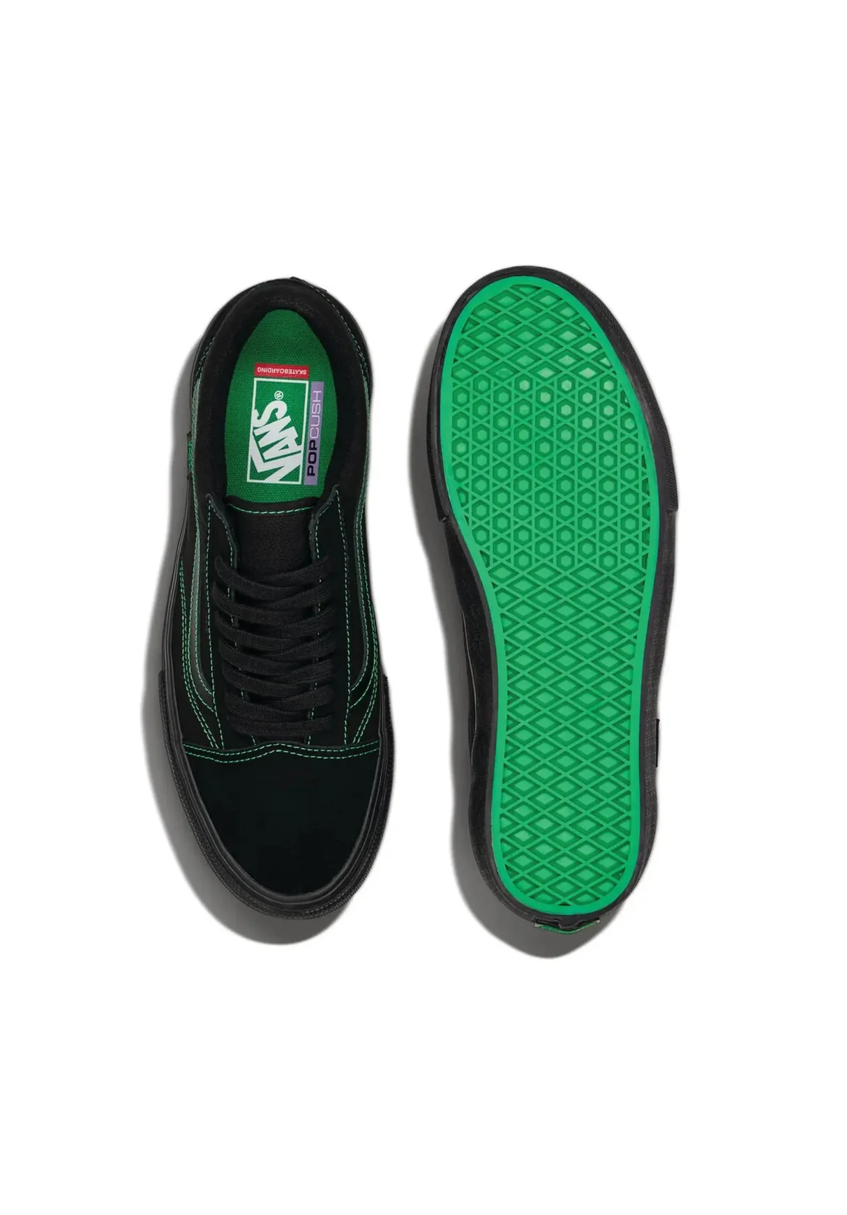 バンズ VANS SKATE OLD SKOOL BLACK/BLACK/GREEN VN000EDNGWH スケートオールドスクール  26.0cm～28.0㎝ スニーカー メンズ シューズ 0198266485331 【北海道/沖縄/離島 着払い】 BLACK/BLACK/GREEN 26.0cm