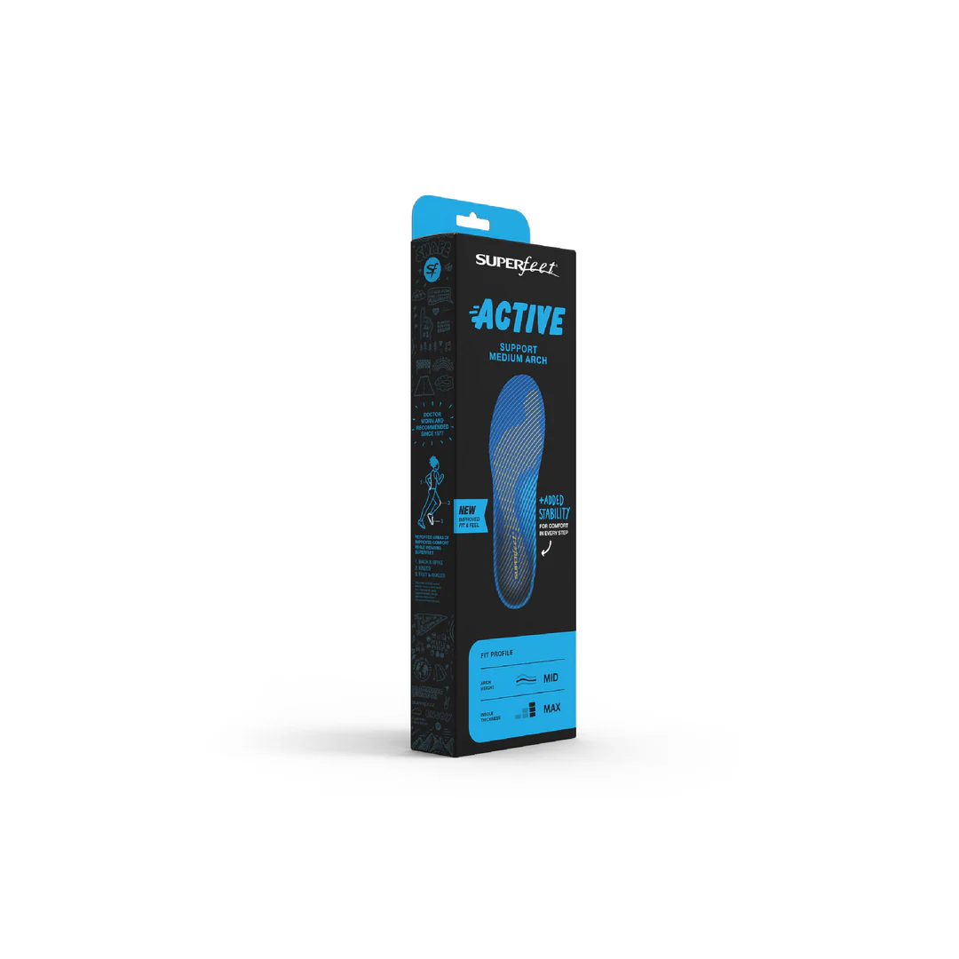 SUPERFEET  Active Support スーパーフィート インソール Medium Arch（BLUE） INSOLE  Eサイズ 26.0cm～28.0cm 正規品 863018252218【税込み10,000円以下 送料1,100円 北海道/沖縄/離島着払い】 BLUE E(26.0～28.0cm)