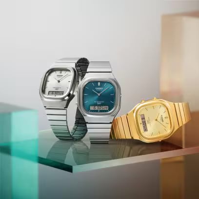 From left: AQ-240E-7A, AQ-240E-3A, AQ-240EG-9A