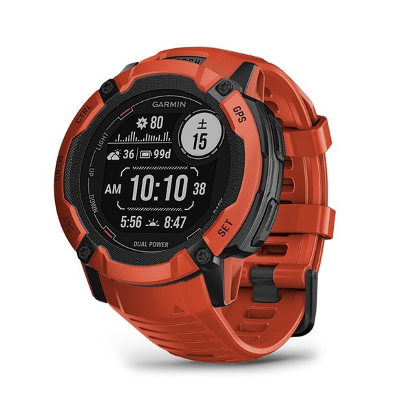 【SALE】 GARMIN ガーミン Instinct 2X Dual Power Flame Red Suica対応 010-02805-32 GPS スマートウォッチ 通知機能 睡眠スコア 血中酸素トラッキング VO2Max ライフログ  ロングバッテリー MIL規格 正規商品 腕時計 【送料無料 北海道/沖縄/離島を除く】 Flame Red FREE