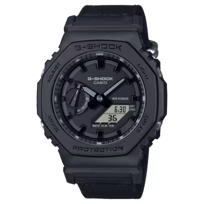 カシオ CASIO G-SHOCK GSHOCK ジーショック ANALOG-DIGITAL  2100Series GA-2100BCE-1AJF クロスバンド (CORDURA Eco Fabric)  Utility blackシリーズ カーボンコアガード構造 耐衝撃構造 20気圧防水 八角形 オクタゴン 腕時計 国内正規品 【送料無料 北海道/沖縄/離島除く】 1AJF FREE