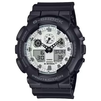 カシオ CASIO G-SHOCK GSHOCK ジーショック ANALOG-DIGITAL GA-100 SERIES GA-100WD-1AJF 耐衝撃構造（ショックレジスト） 耐磁時計（JIS1種） Black and brilliant whiteシリーズ 腕時計 国内正規品 4549526390944 【送料無料 北海道/沖縄/離島を除く】 1AJF FREE