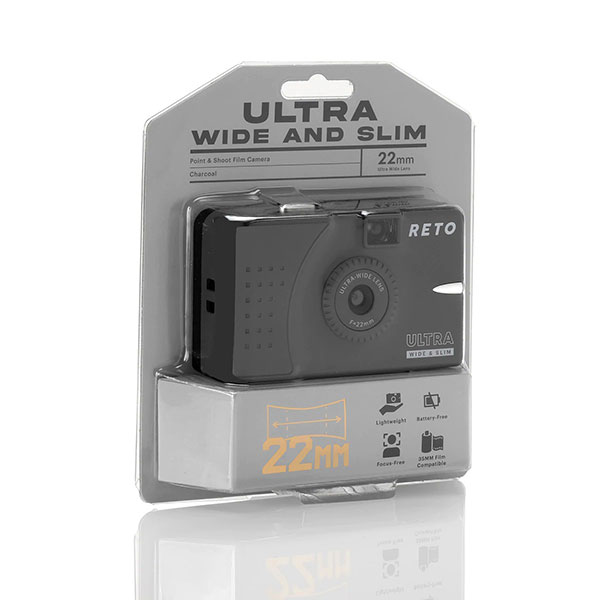 【SALE★12時までのご注文で即日発送！】RETO Ultra Wide & Slim ウルトラワイド&スリム 35mm 再利用可能なフィルムカメラ - 22mmワイドレンズ フォーカスフリー 軽量  チャコール チャコール
