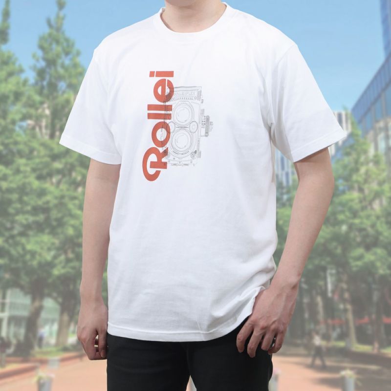 【数量限定★★Rollei公式プロダクト】 さらさら着心地Tシャツ ROLLEIFLEX+ロゴ ホワイト　Mサイズ  ROLLEIFLEX+ロゴ ホワイト Mサイズ