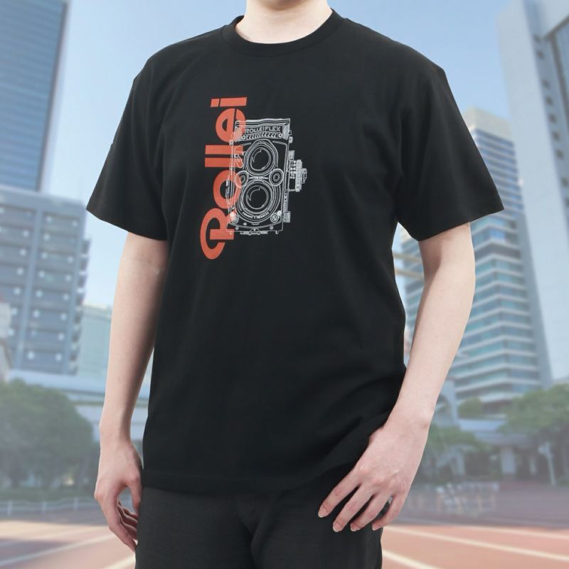 【数量限定★★Rollei公式プロダクト】 さらさら着心地Tシャツ ROLLEIFLEX+ロゴ ブラック　Mサイズ  ROLLEIFLEX+ロゴ ブラック Mサイズ