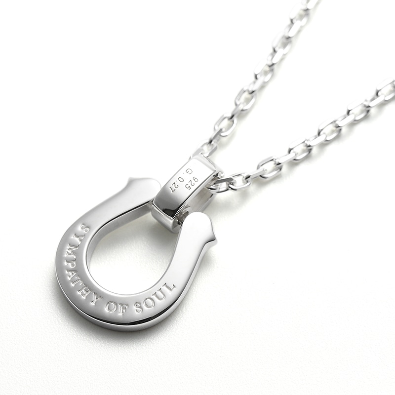 Large Lux Horseshoe Pendant w/LG Diamond + Square Chain 2.0mm