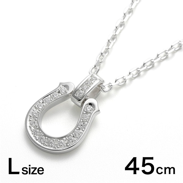 Large Lux Horseshoe Pendant w/LG Diamond + Square Chain 2.0mm