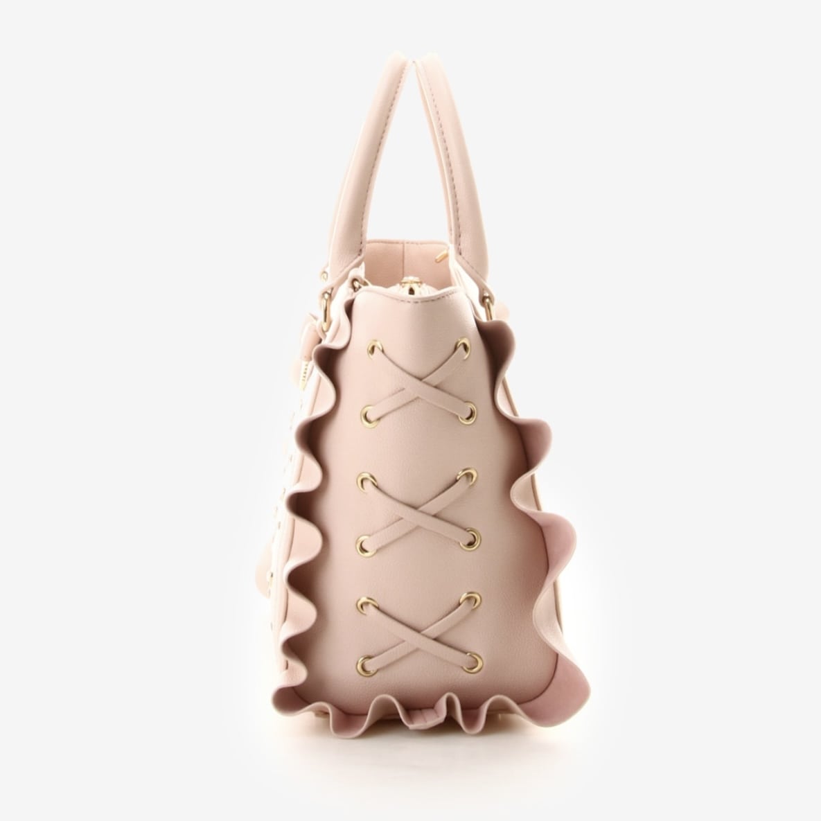 サイドレースアップリボンビジューフラッター ピンク