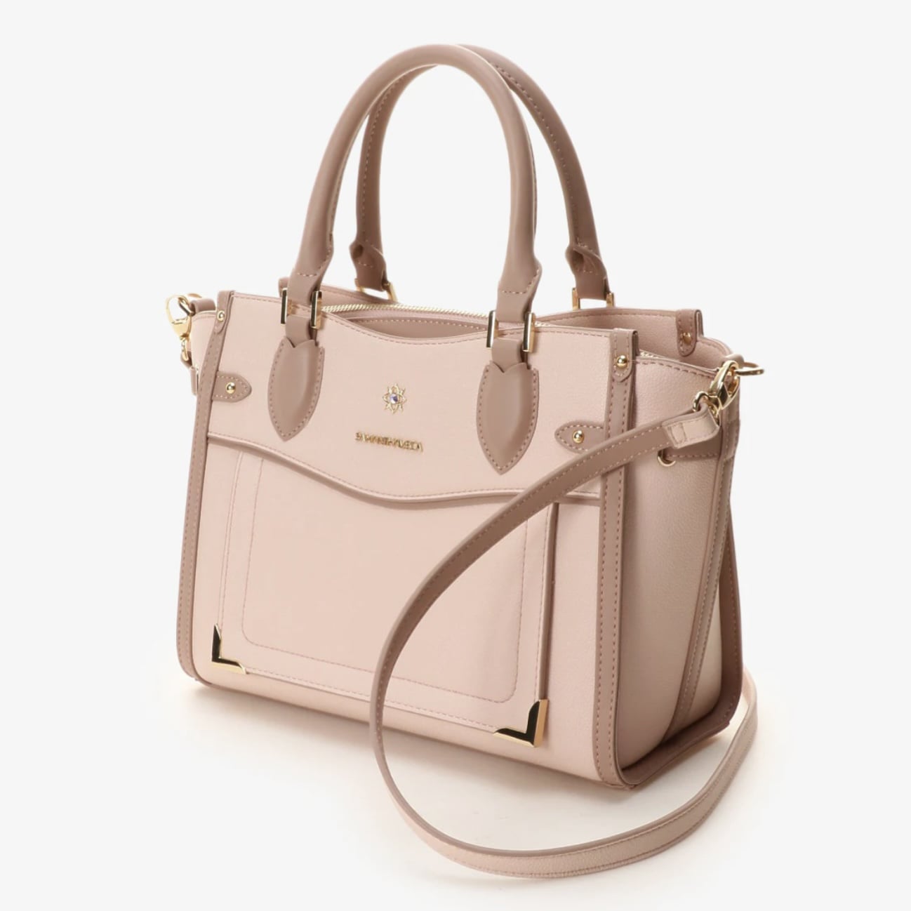 シンプルビジューハンドバッグ ピンク