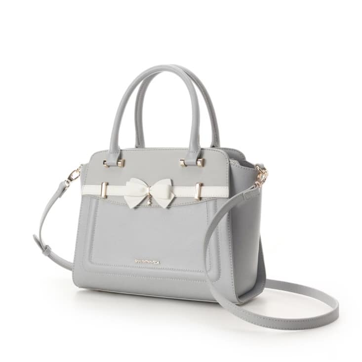 バイカラーアクセントリボンハンドバッグ