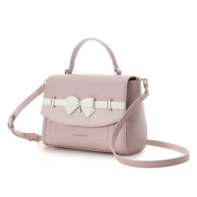 バイカラーアクセントリボンショルダーバッグ