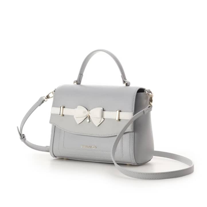 バイカラーアクセントリボンショルダーバッグ