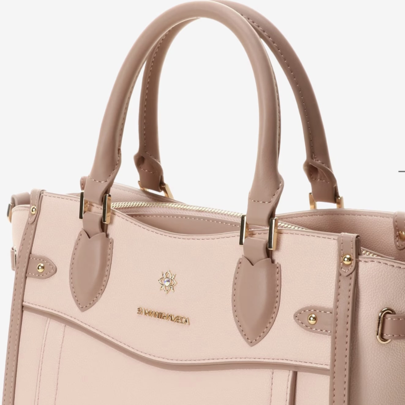 シンプルビジューハンドバッグ ピンク