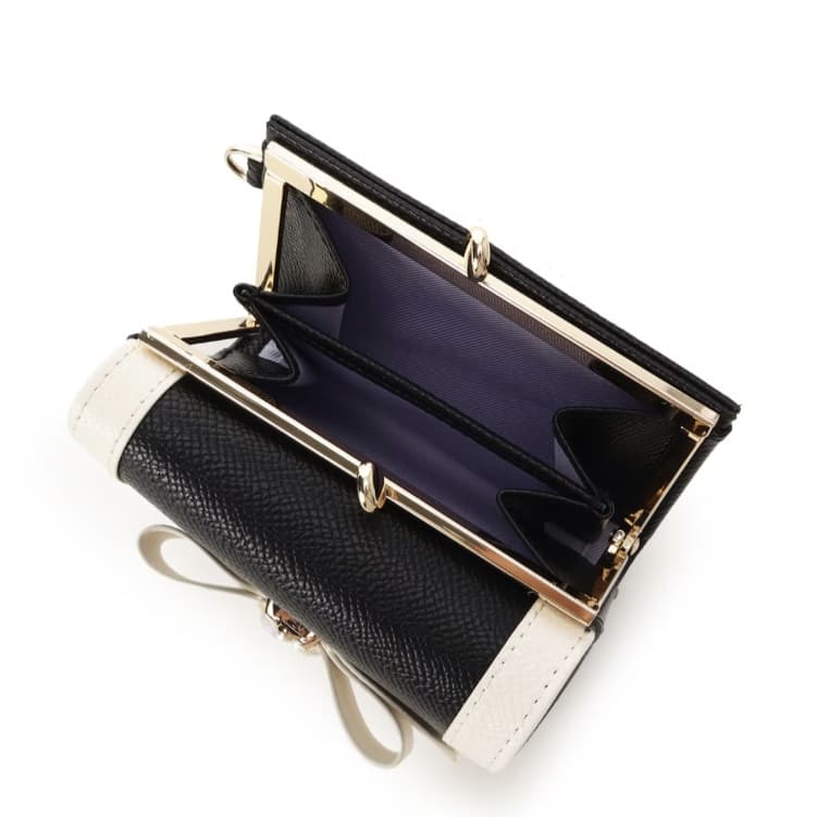 バイカラージュエルリボン折財布