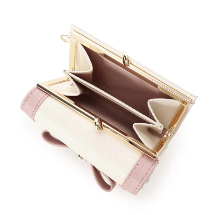 バイカラージュエルリボン折財布