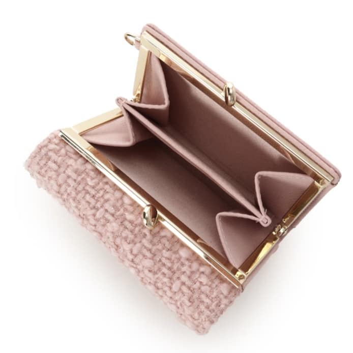 ラメツイードアクセントリボン折財布