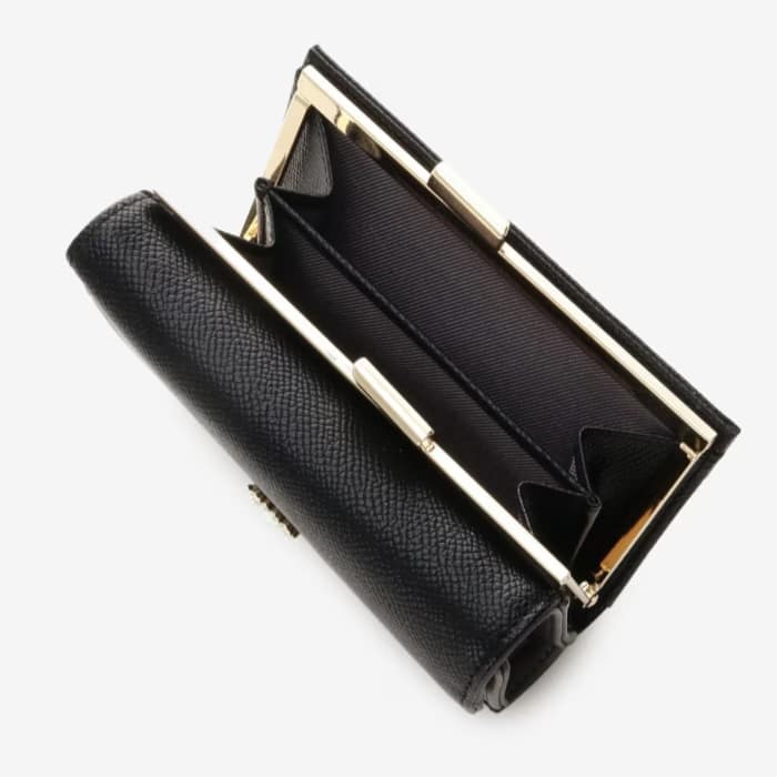 ハートビジュー付き折財布 ブラック