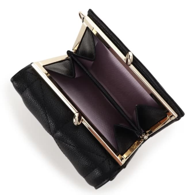 キルティングスタッズ折財布 ブラック