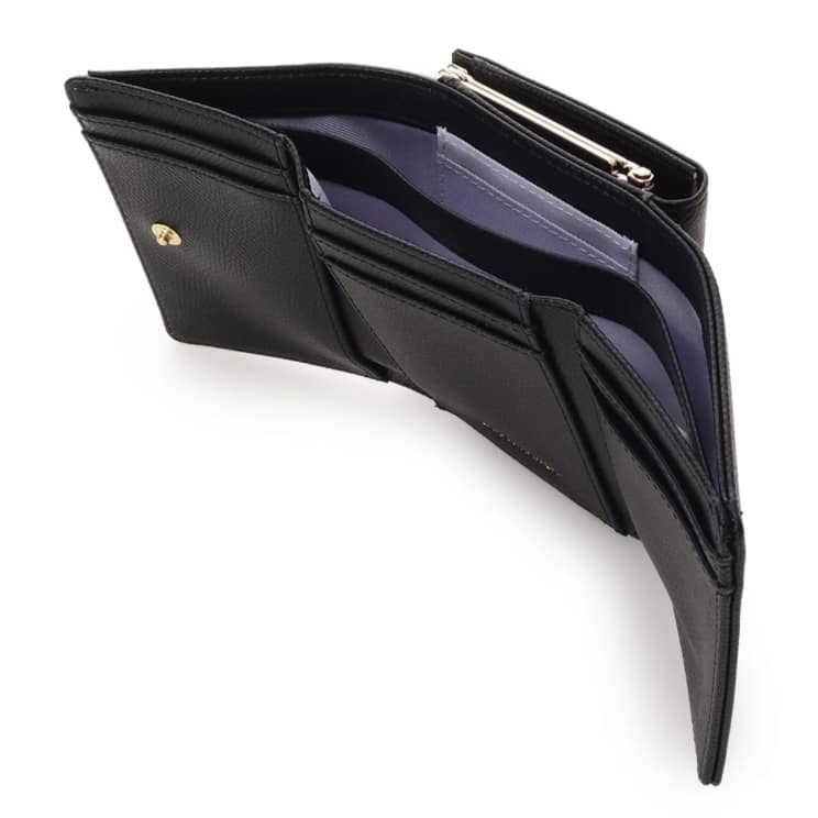 バイカラージュエルリボン折財布