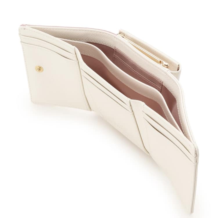 バイカラージュエルリボン折財布