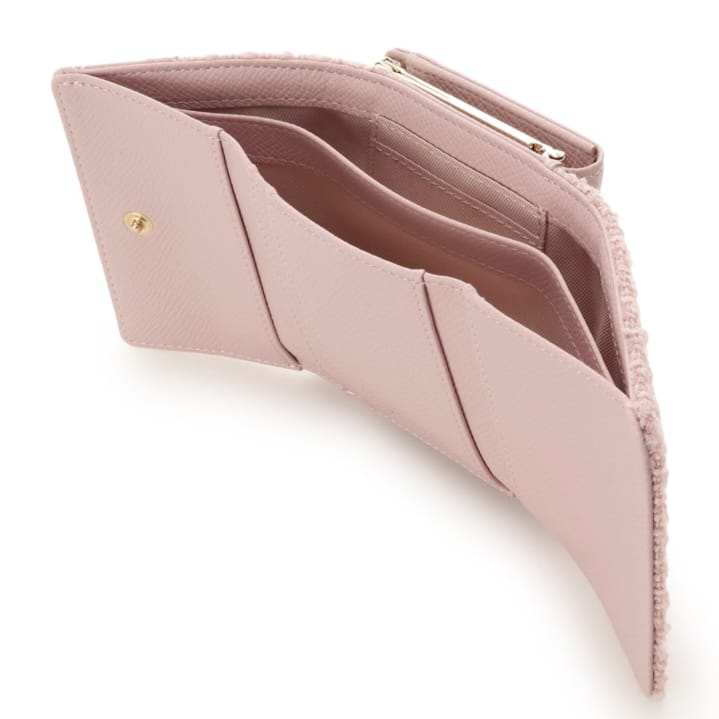 ラメツイードアクセントリボン折財布