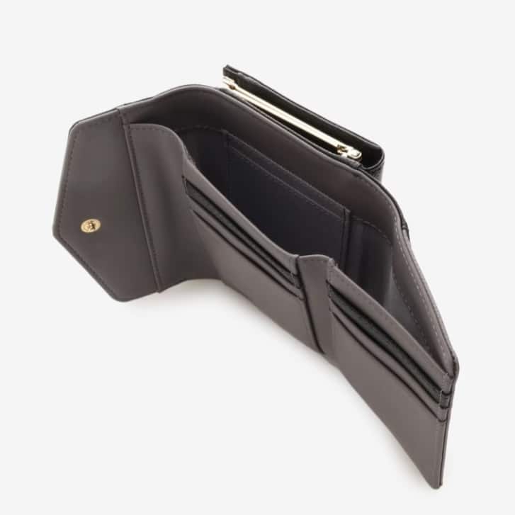 ハートビジュー付き折財布 ブラック