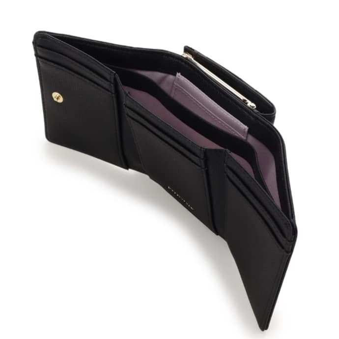 キルティングスタッズ折財布 ブラック