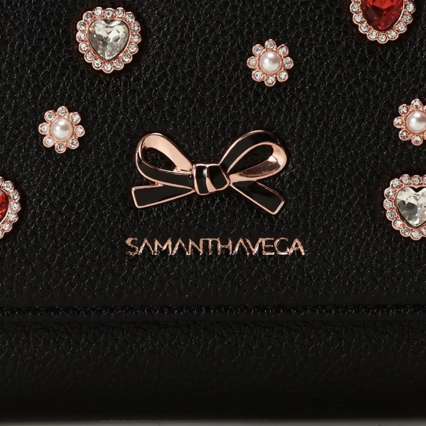 ハートビジュー折財布 ブラック