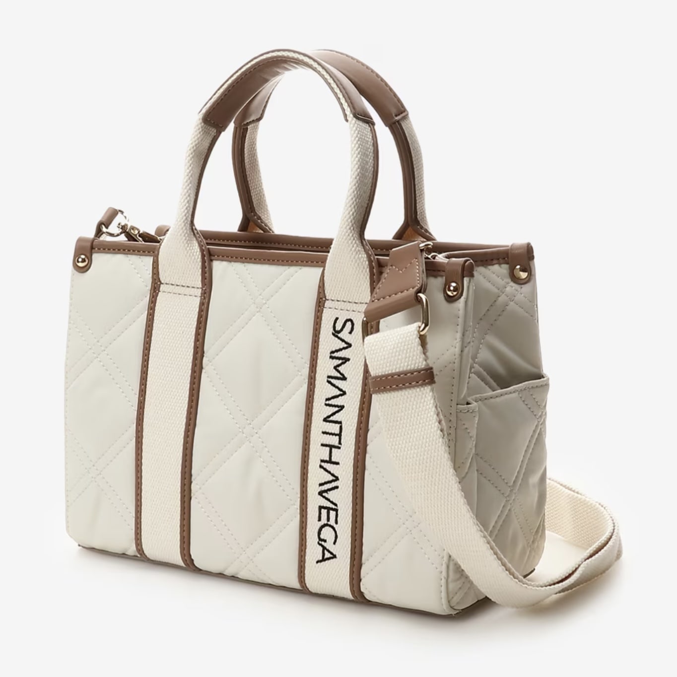 ロゴテープキルティングトートバッグ(小) ホワイト